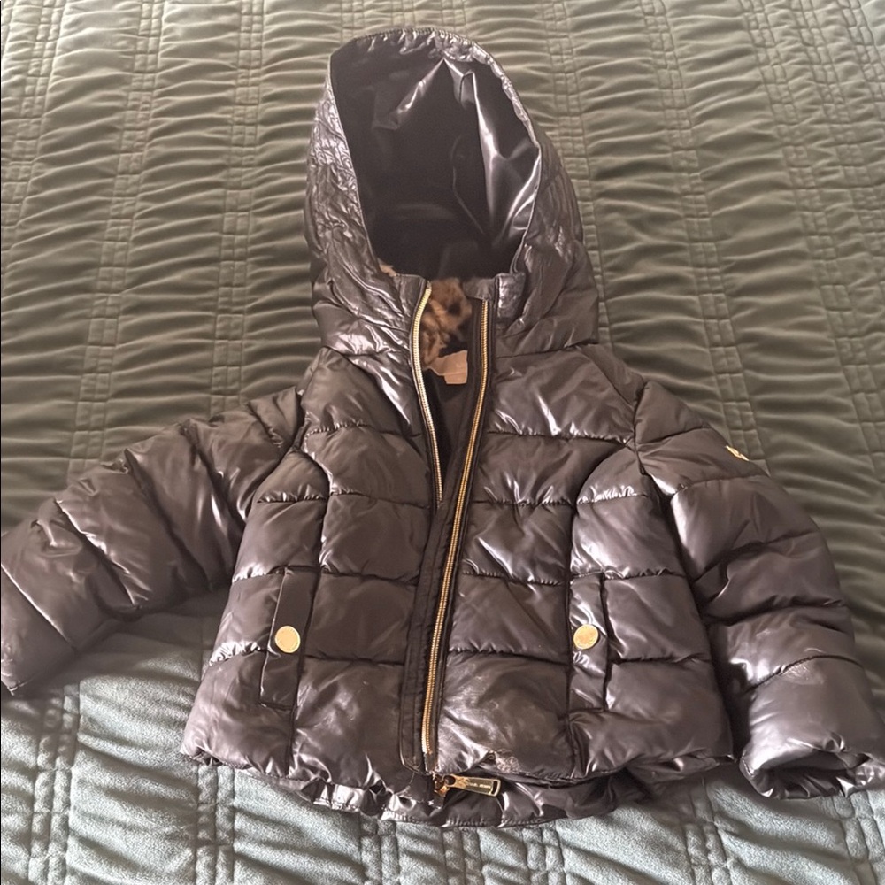 Michael Kors Black Puffer Jacket Quilted Hooded